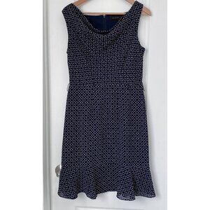 The Limited Navy Fit & Flare Dress Size 10 Sleeveless Geometric Work Dress